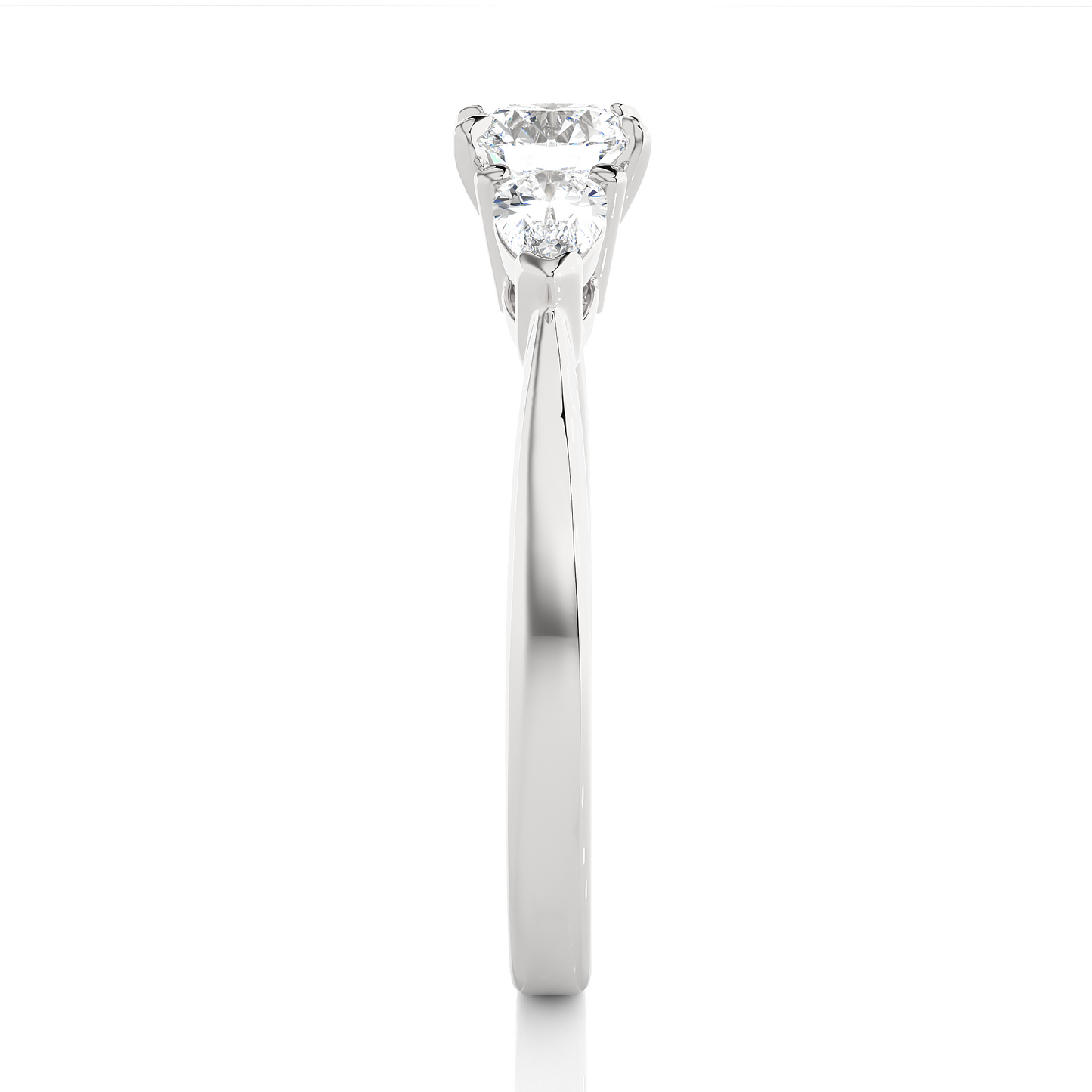 three stone 2 carat round & pear cut diamond engagement ring for women – elegant bridal jewelry