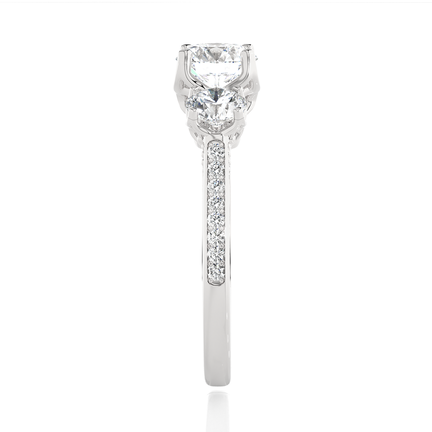 three stone 2.52 carat round cut diamond engagement ring for women โ luxury bridal jewelry