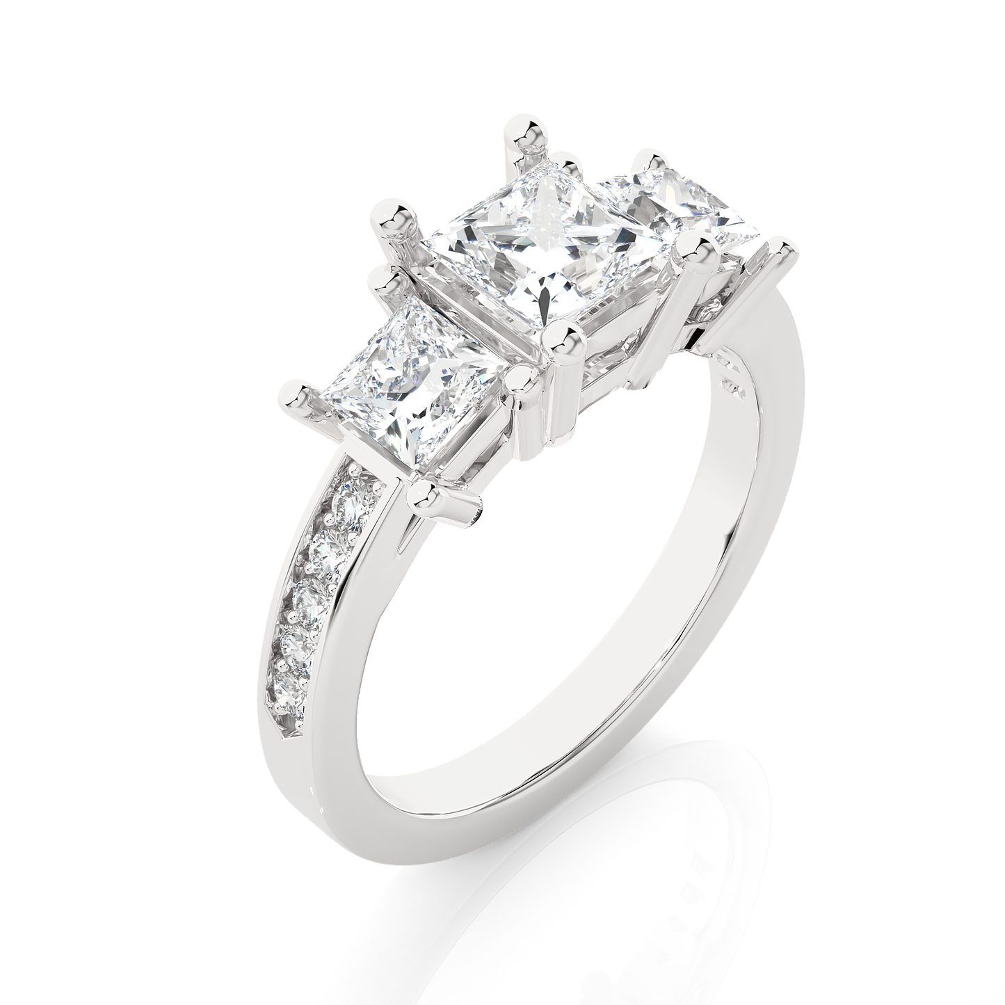 three stone 2.20 carat princess cut diamond engagement ring for women โ elegant bridal jewelry