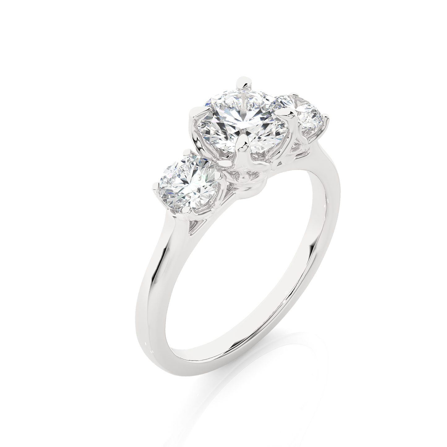 three stone 2 carat round cut diamond engagement ring for women โ elegant bridal jewelry