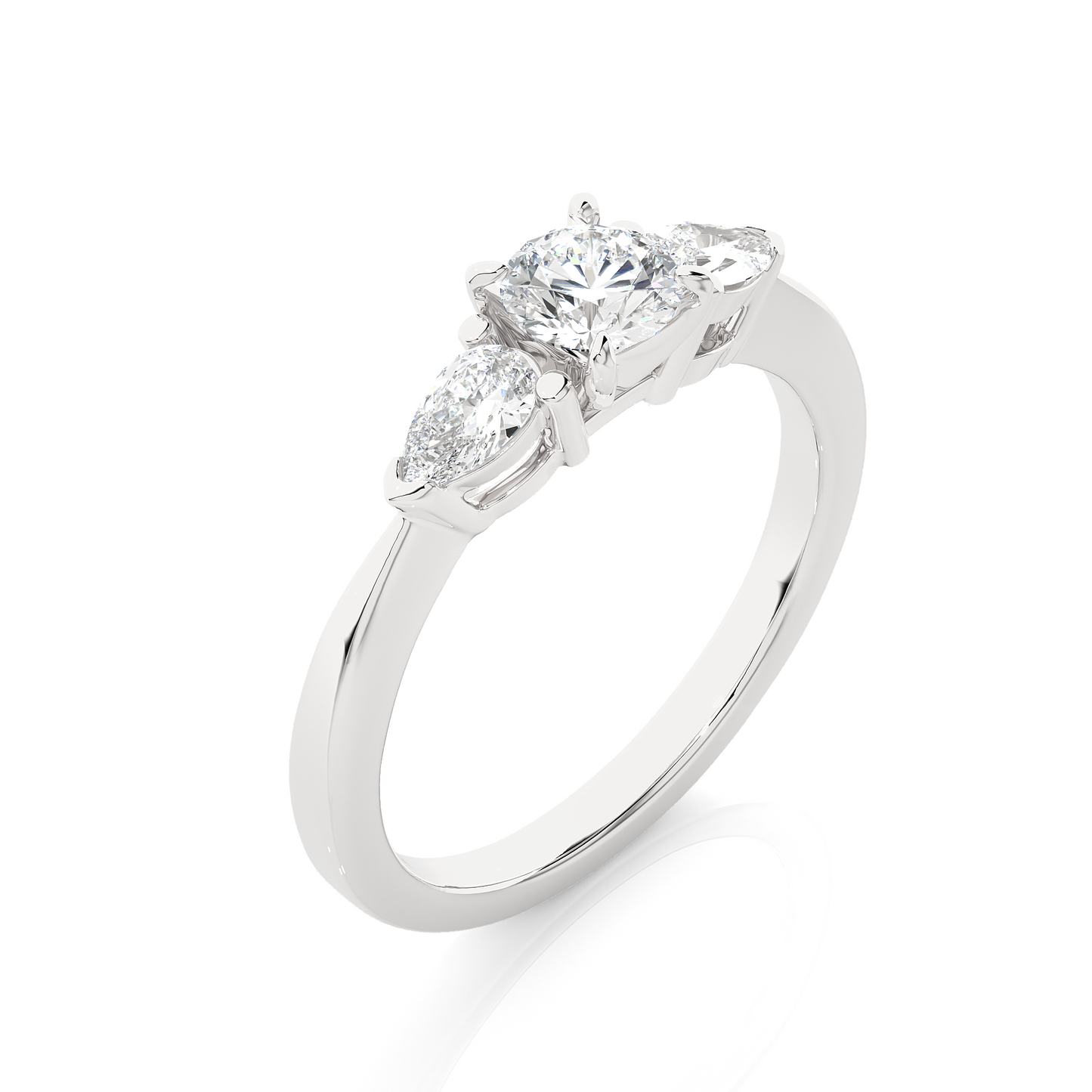 three stone 2 carat round & pear cut diamond engagement ring for women – elegant bridal jewelry