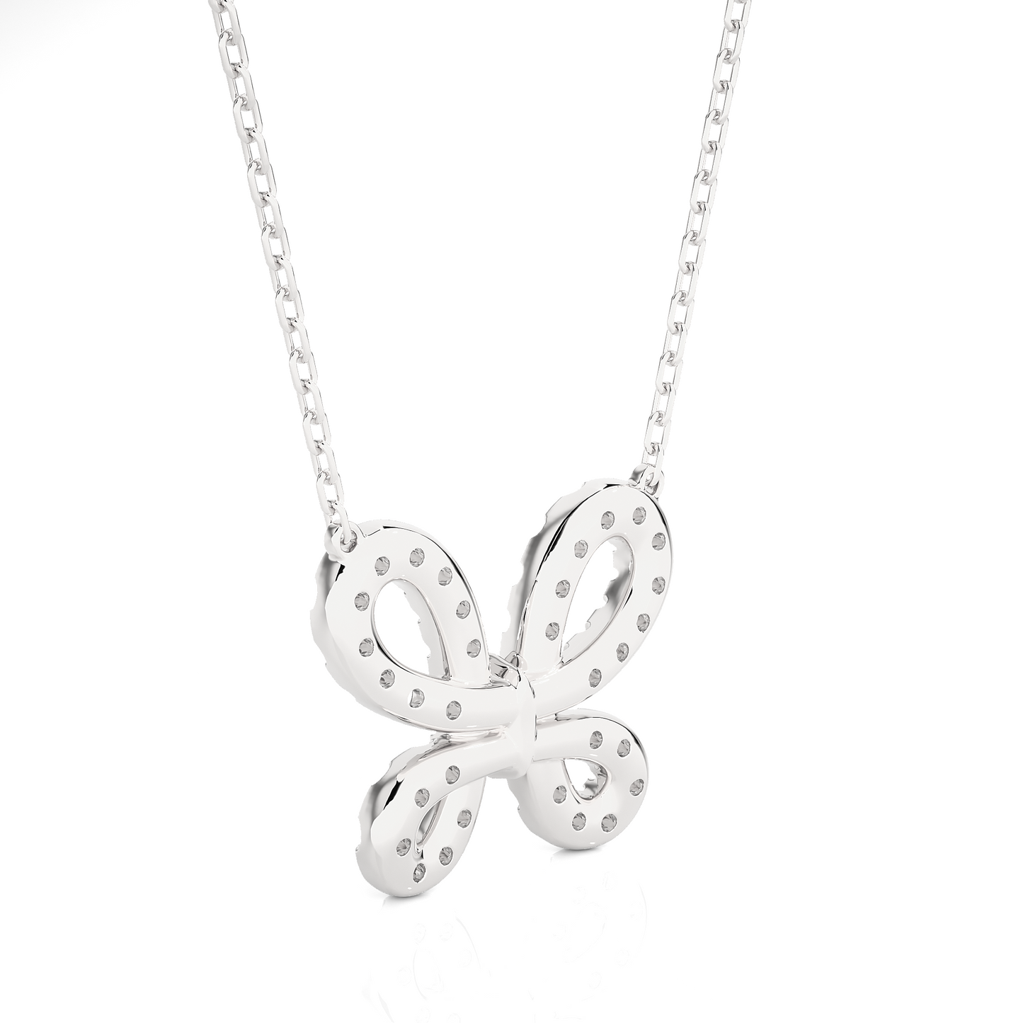 round cut butterfly pavé diamond pendant necklace – dainty jewelry for women