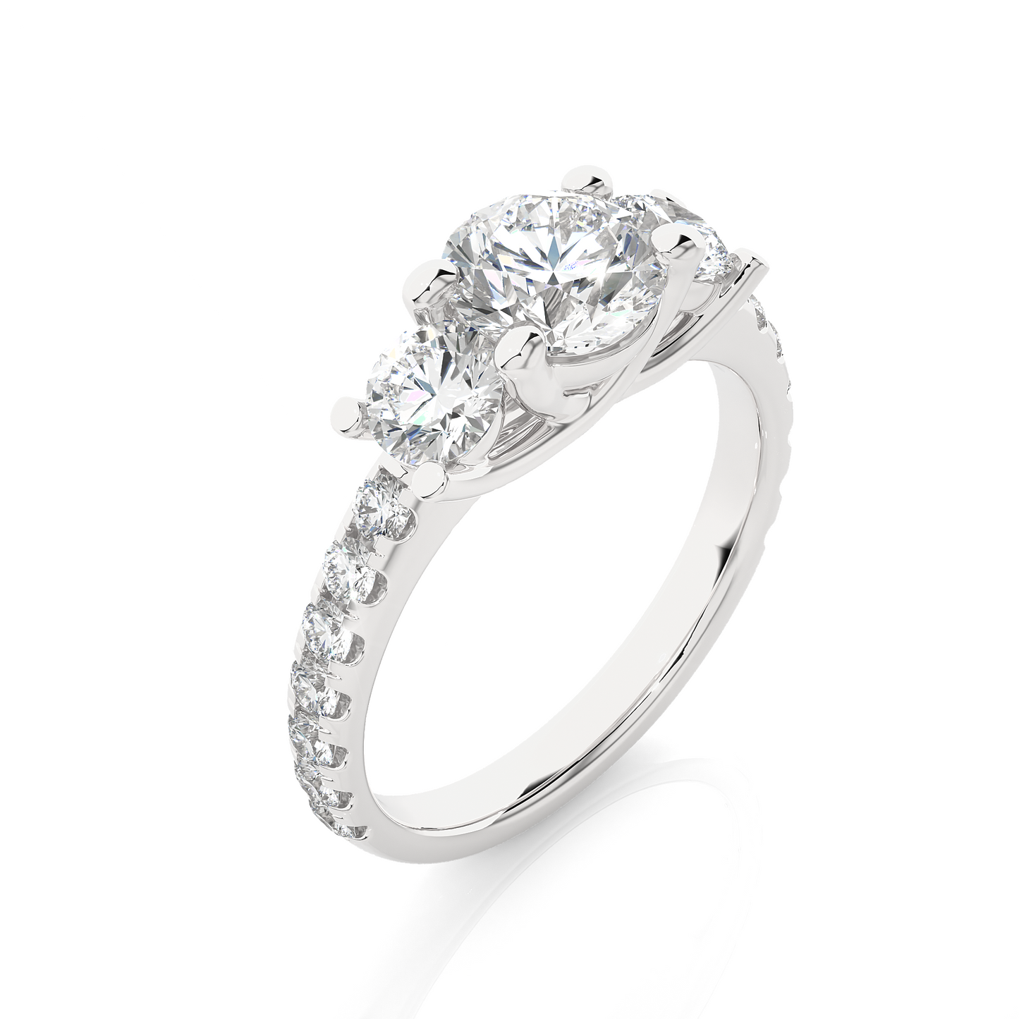 three stone 2.14 carat round cut diamond engagement ring for women – luxury bridal jewelry