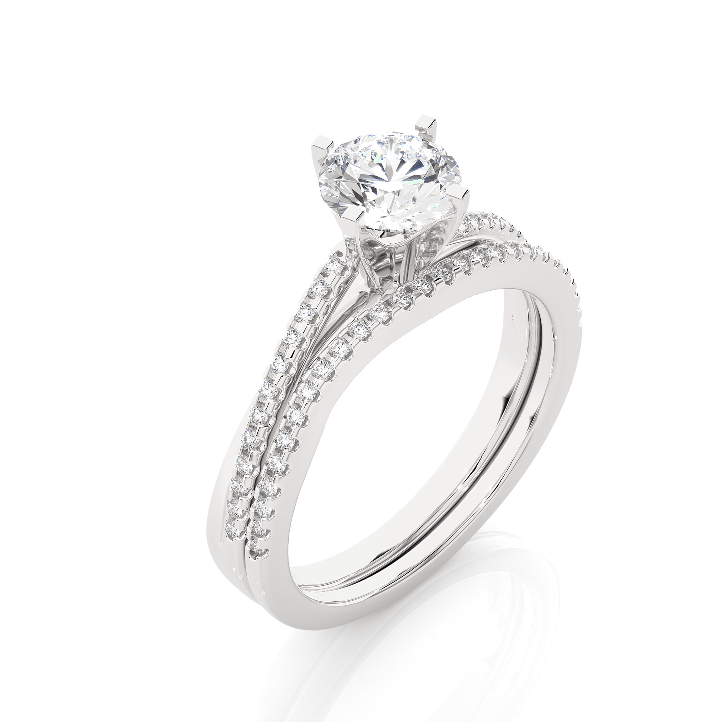 2.52 carat round cut solitaire diamond engagement ring with round side stones โ elegant bridal ring