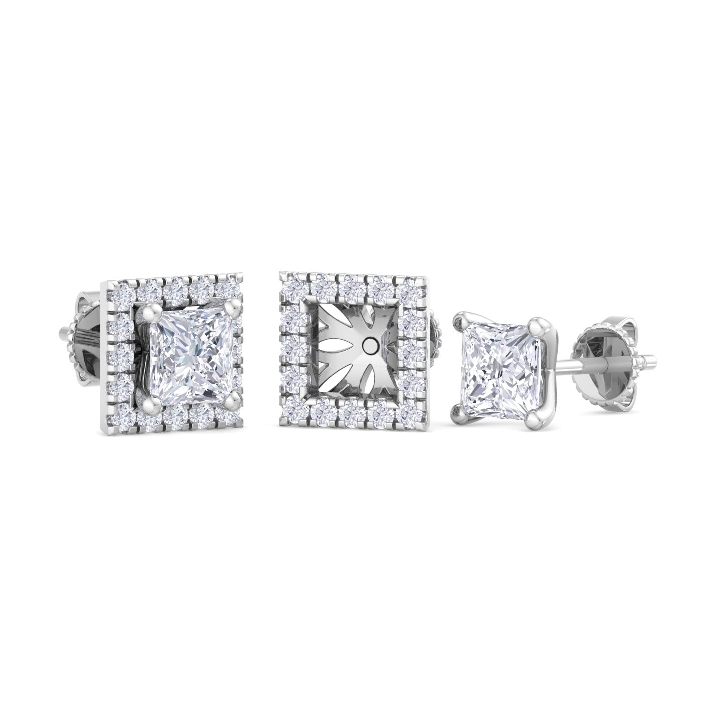 1.64 carat princess cut diamond studs earrings – luxury diamond jewelry
