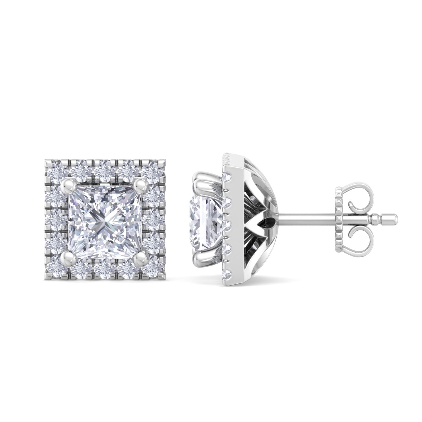 1.64 carat princess cut diamond studs earrings – luxury diamond jewelry