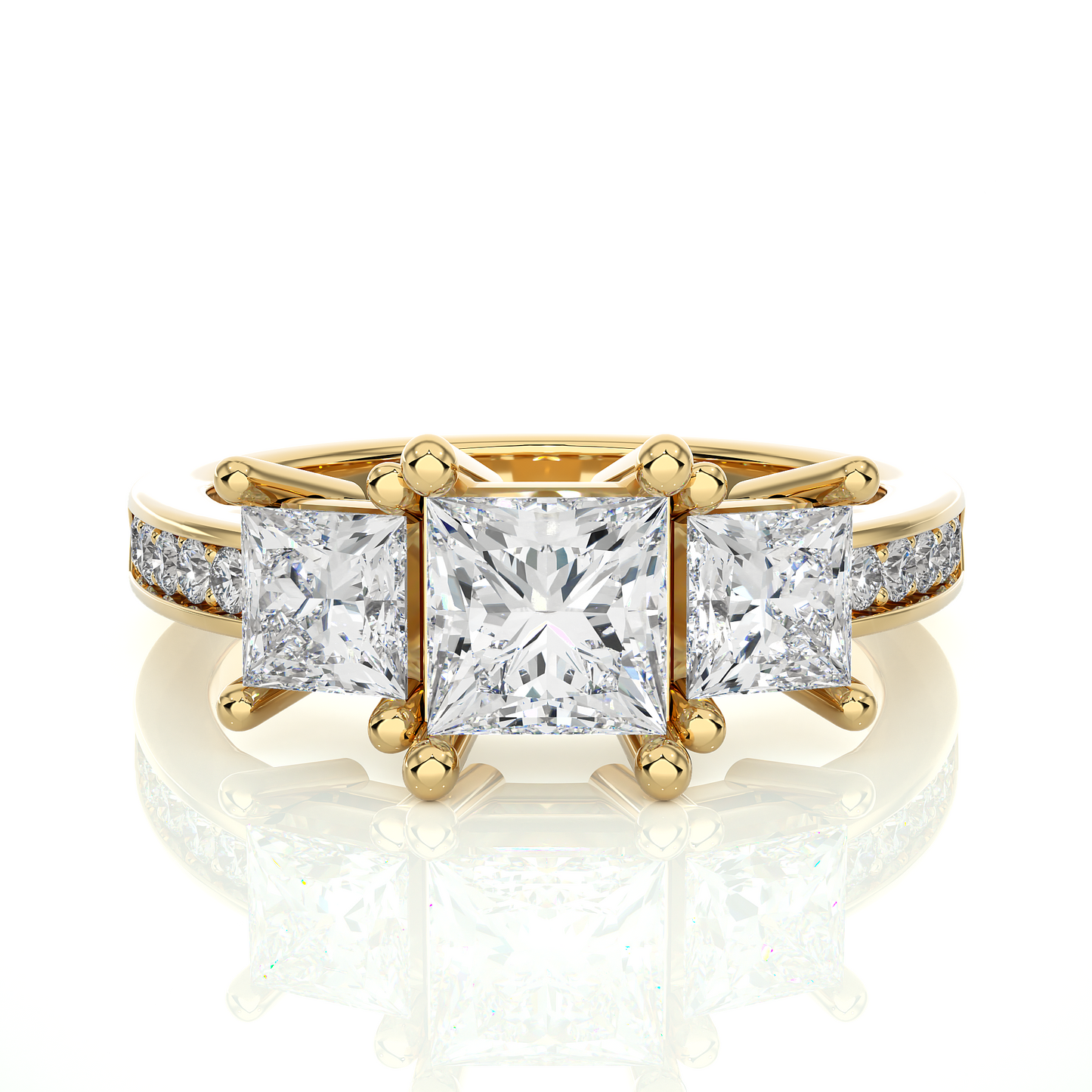 three stone 2.20 carat princess cut diamond engagement ring for women โ elegant bridal jewelry