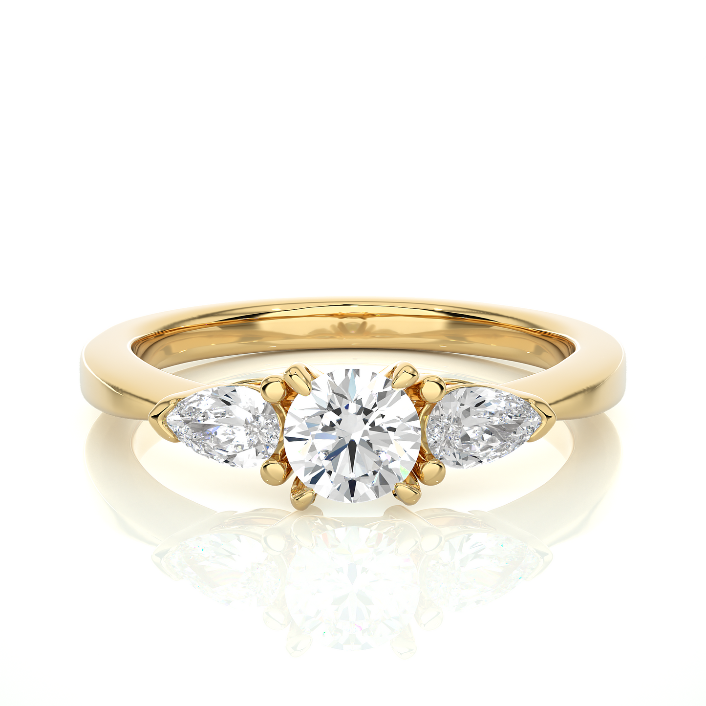three stone 2 carat round & pear cut diamond engagement ring for women – elegant bridal jewelry