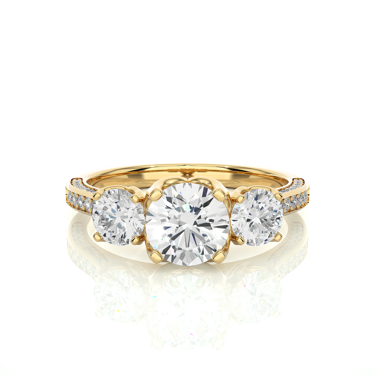 three stone 2.52 carat round cut diamond engagement ring for women โ luxury bridal jewelry
