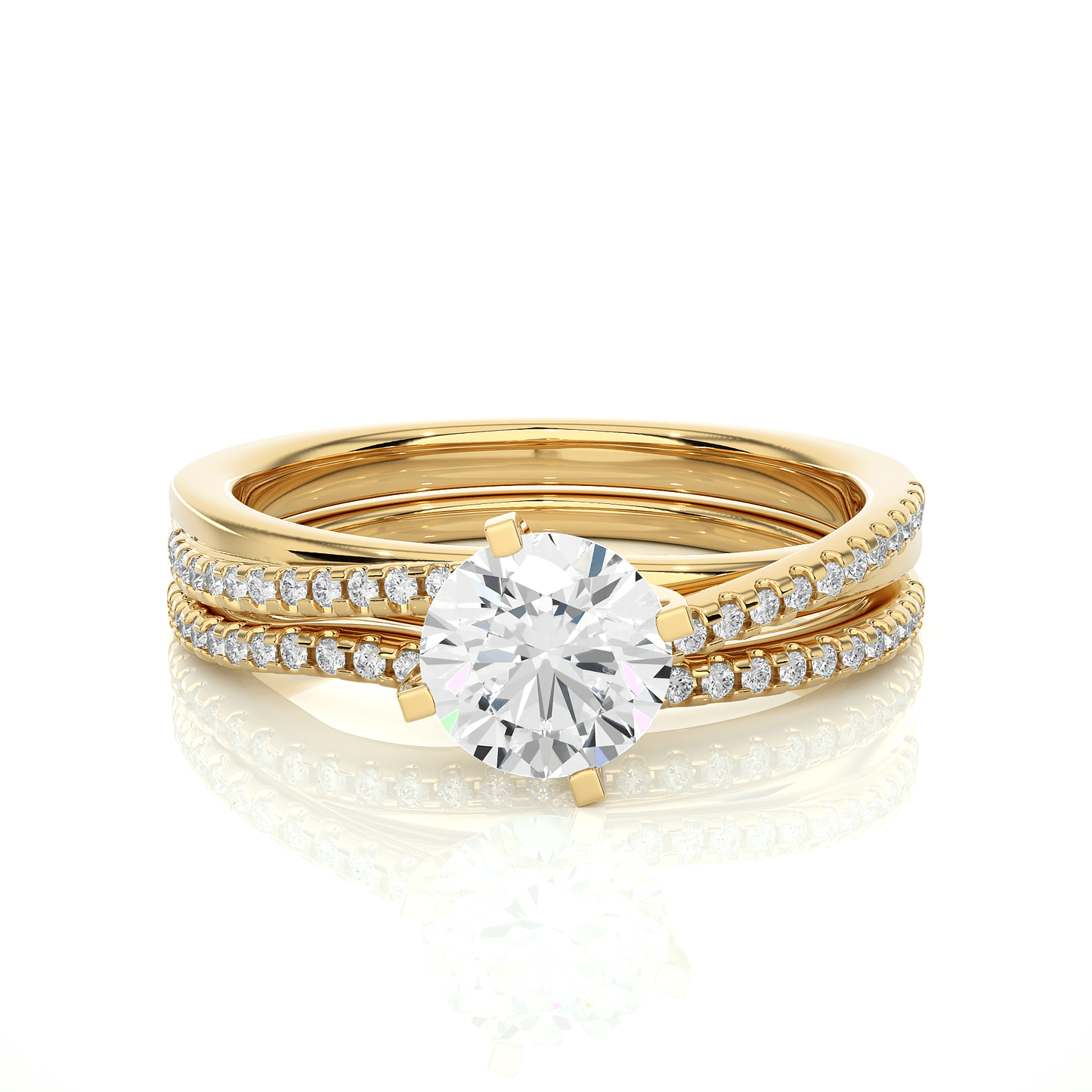2.52 carat round cut solitaire diamond engagement ring with round side stones โ elegant bridal ring