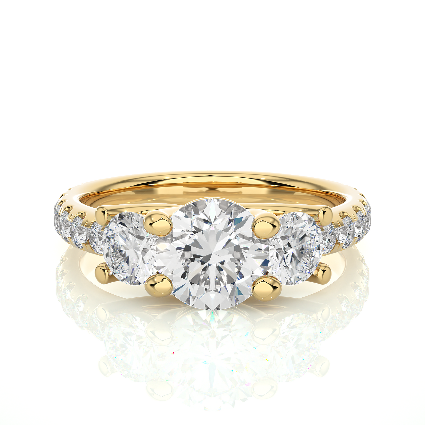 three stone 2.14 carat round cut diamond engagement ring for women – luxury bridal jewelry