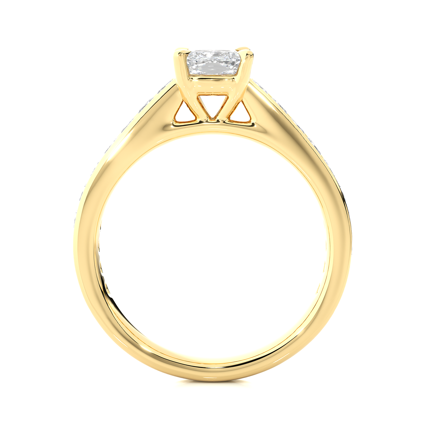 1.20 carat cushion cut solitaire diamond engagement ring with princess side stones โ elegant bridal jewelry