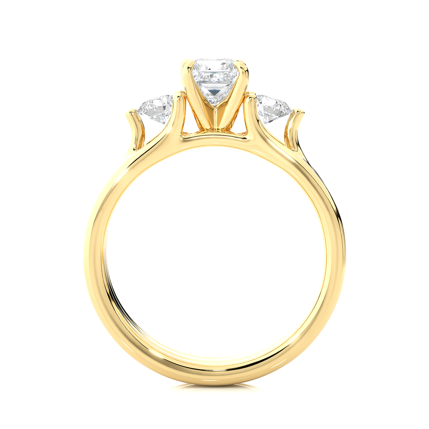trinity princess & round cut diamond three-stone engagement ring for women – elegant bridal jewelry