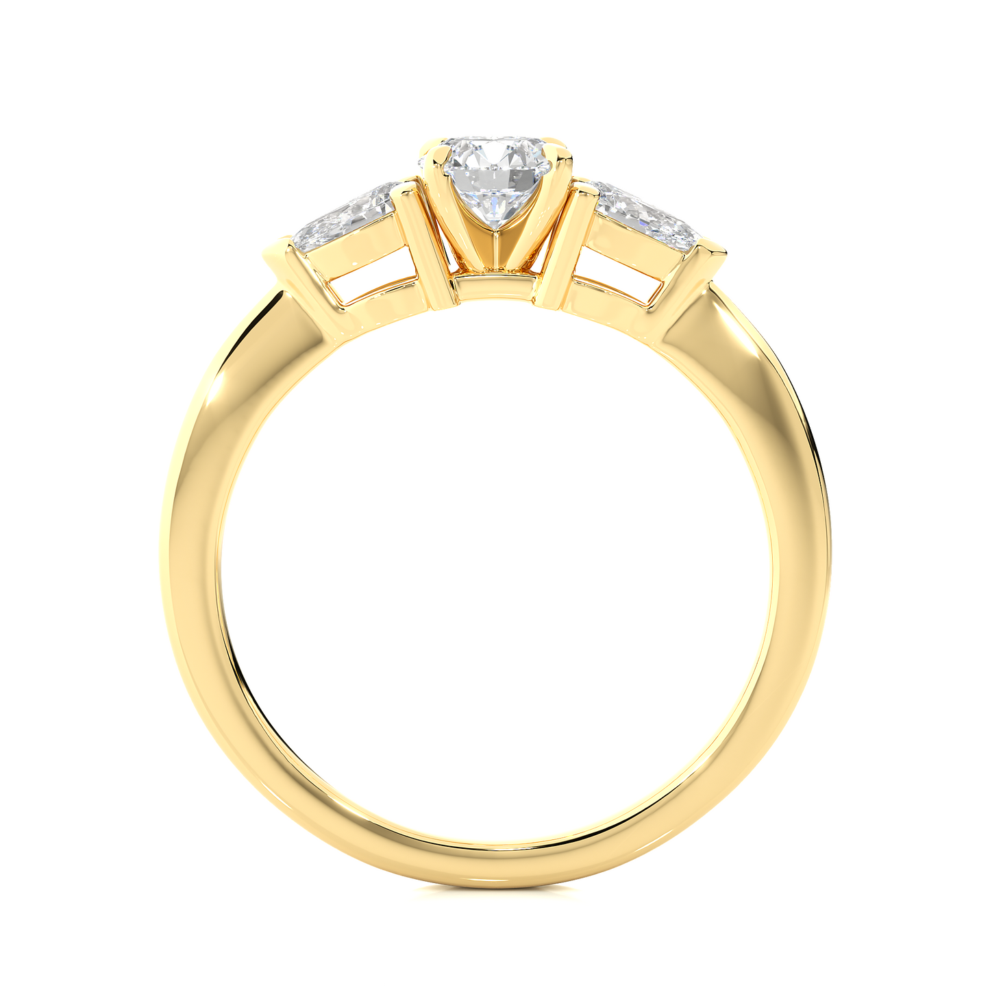 three stone 2 carat round & pear cut diamond engagement ring for women – elegant bridal jewelry