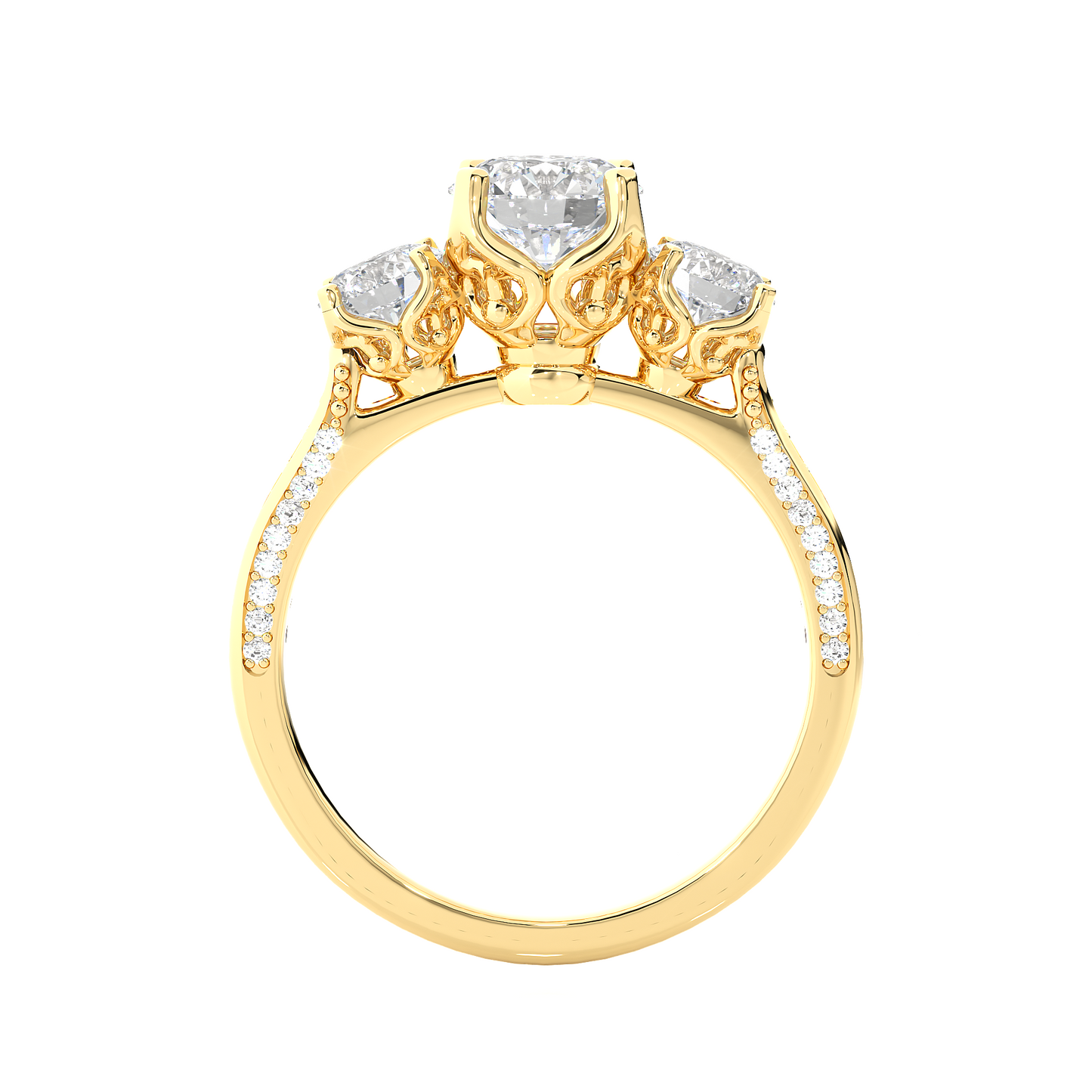 three stone 2.52 carat round cut diamond engagement ring for women โ luxury bridal jewelry
