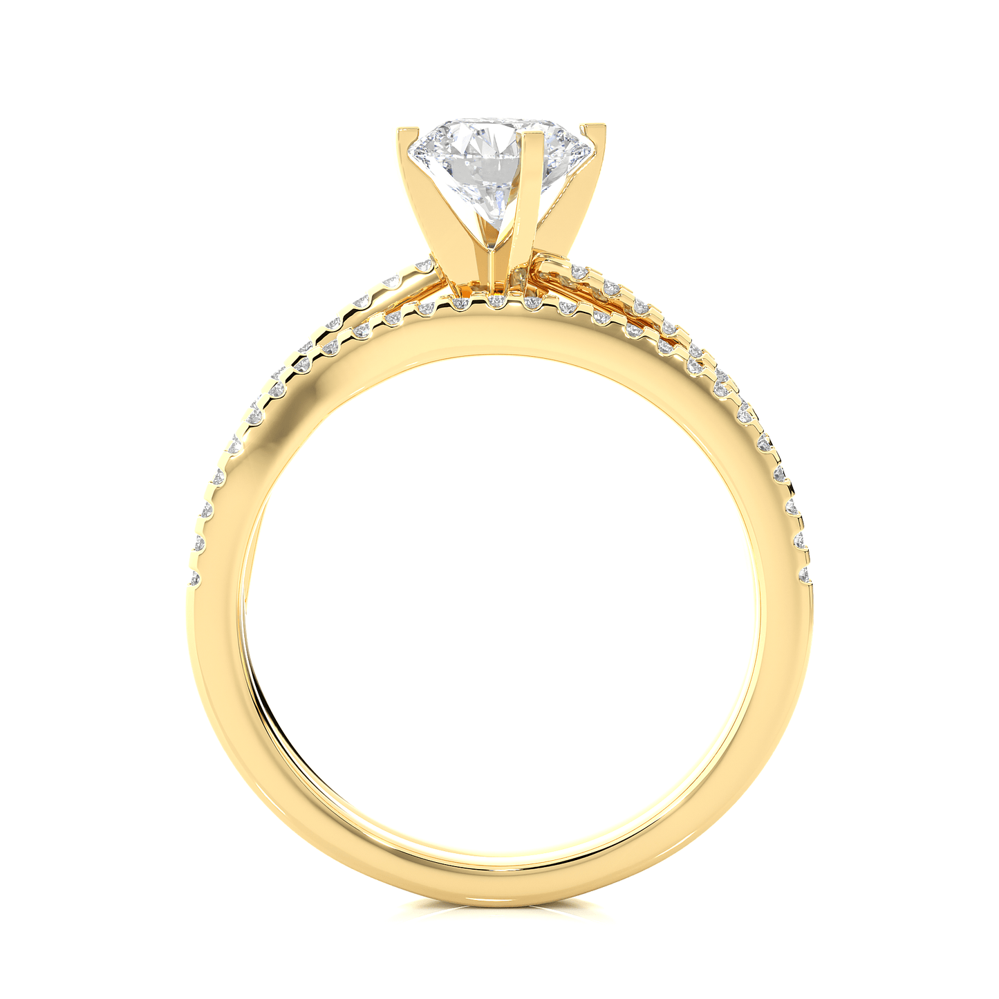 2.52 carat round cut solitaire diamond engagement ring with round side stones โ elegant bridal ring