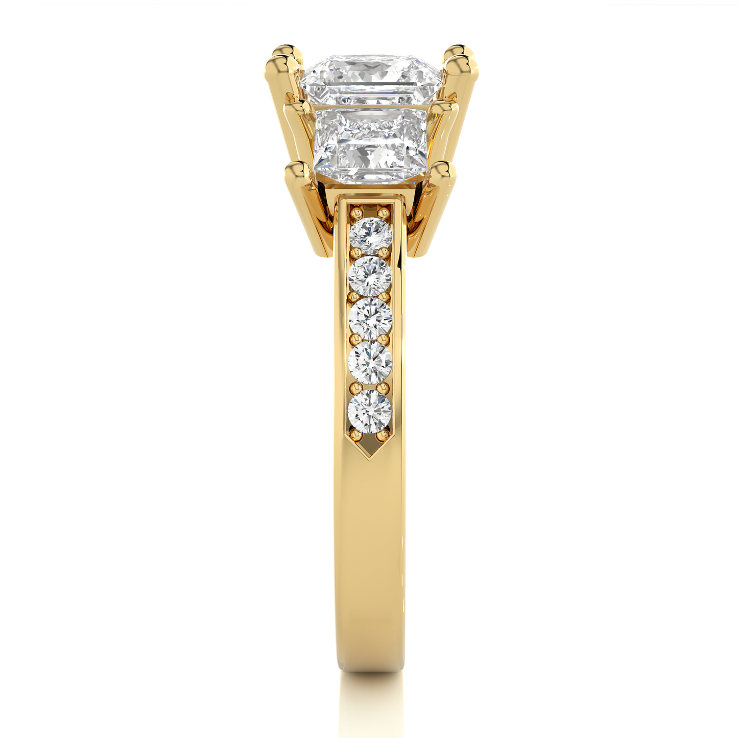 three stone 2.20 carat princess cut diamond engagement ring for women โ elegant bridal jewelry