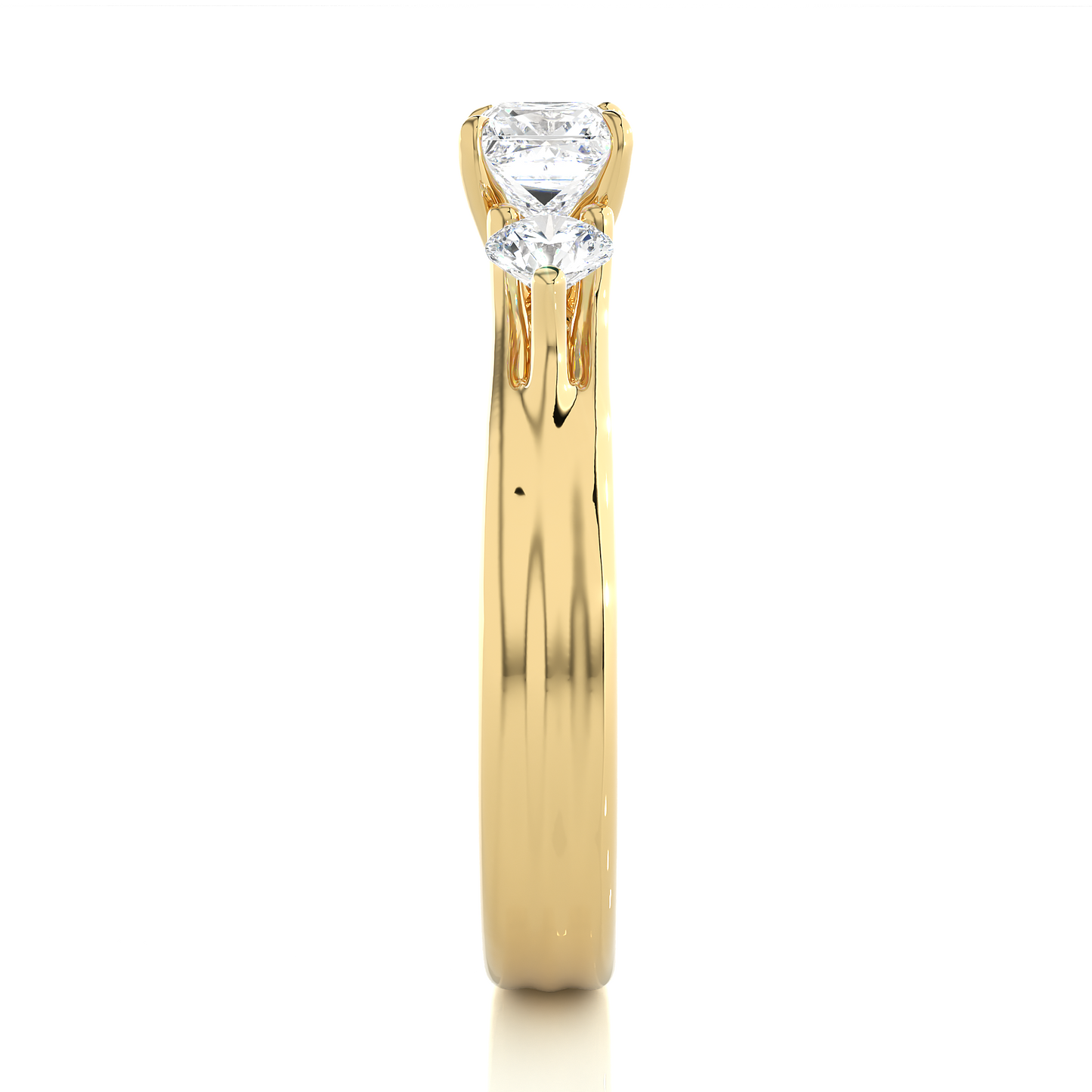 trinity princess & round cut diamond three-stone engagement ring for women – elegant bridal jewelry