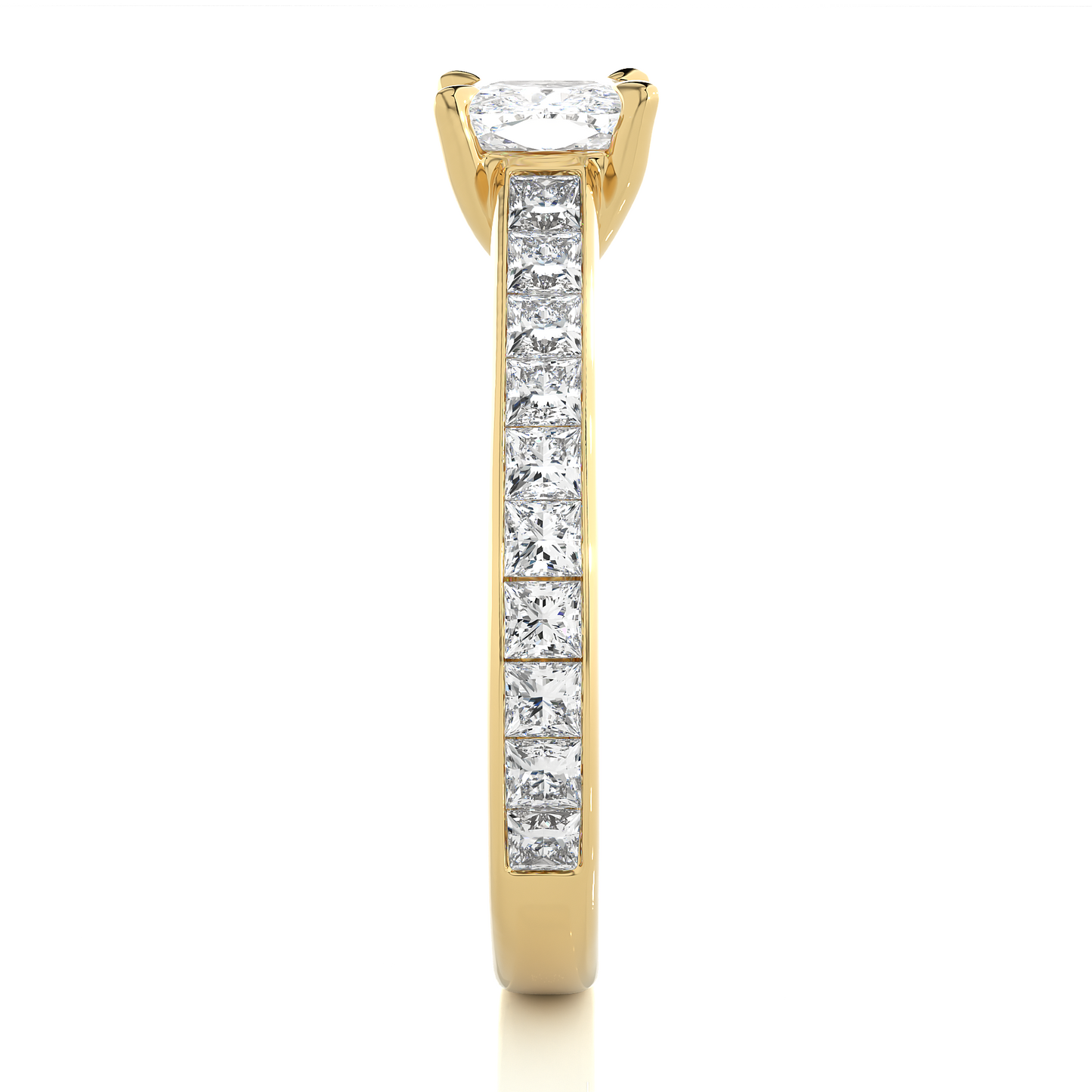1.20 carat cushion cut solitaire diamond engagement ring with princess side stones โ elegant bridal jewelry