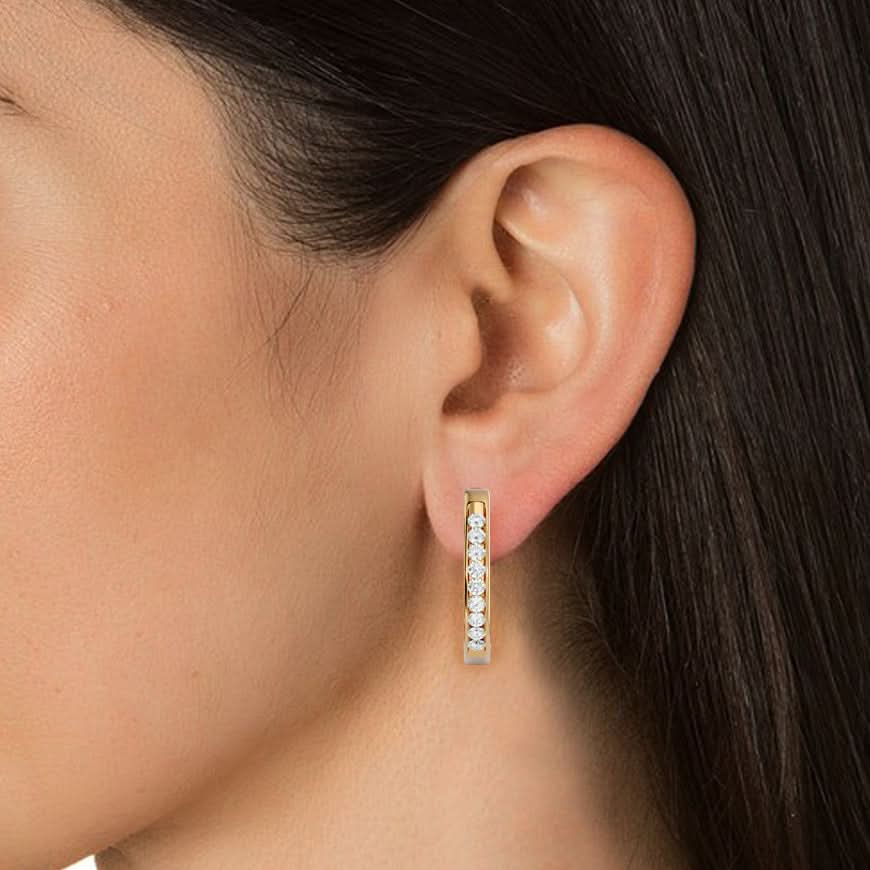 0.90 carat round cut diamond classic white gold hoop earrings – timeless everyday jewelry for women
