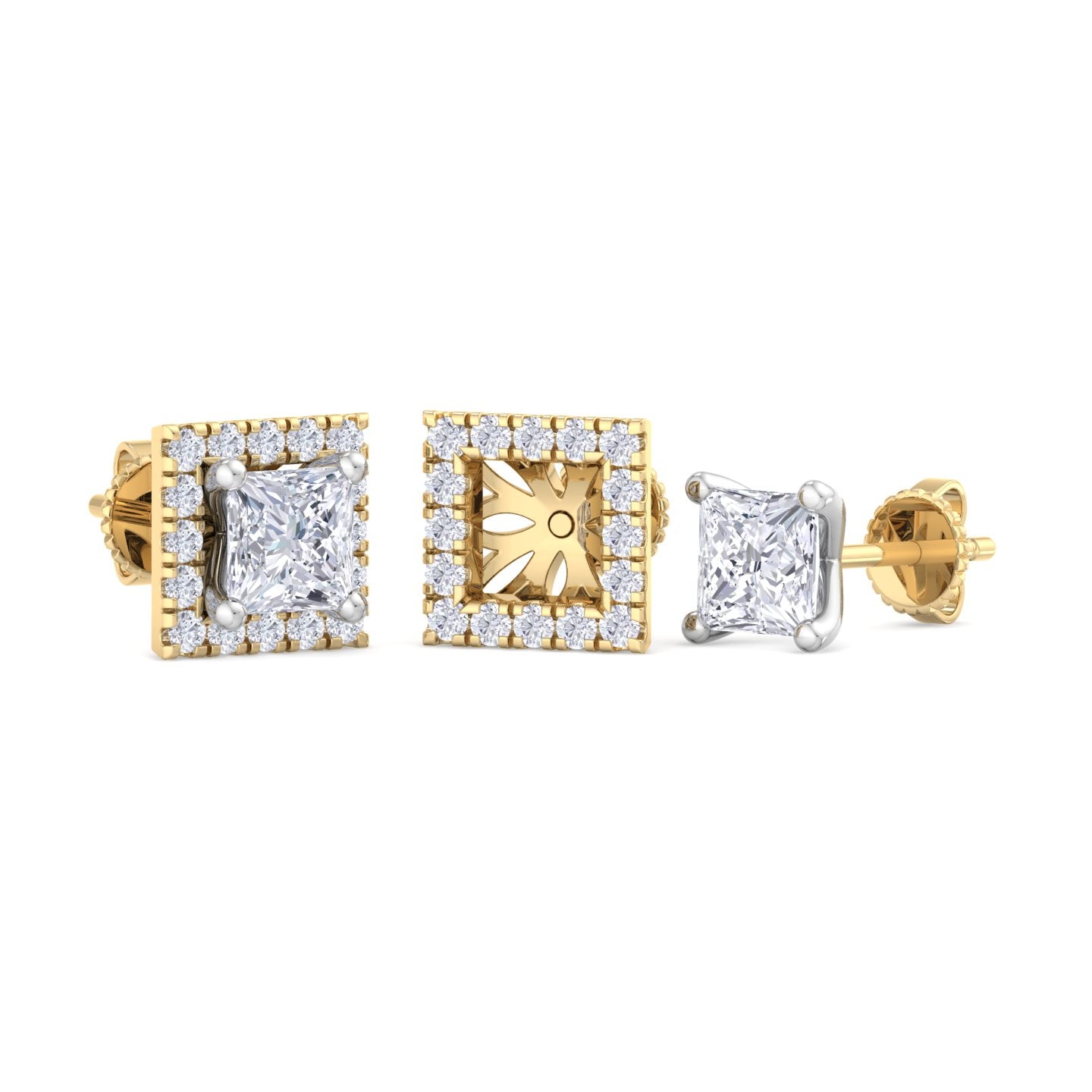 1.64 carat princess cut diamond studs earrings – luxury diamond jewelry