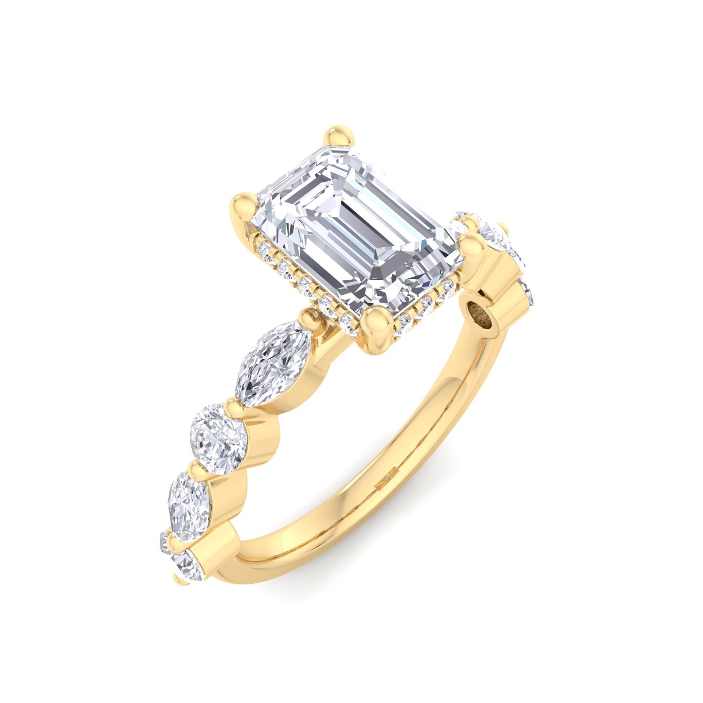 5.16 carat emerald cut hidden halo diamond engagement ring โ luxury diamond jewelry