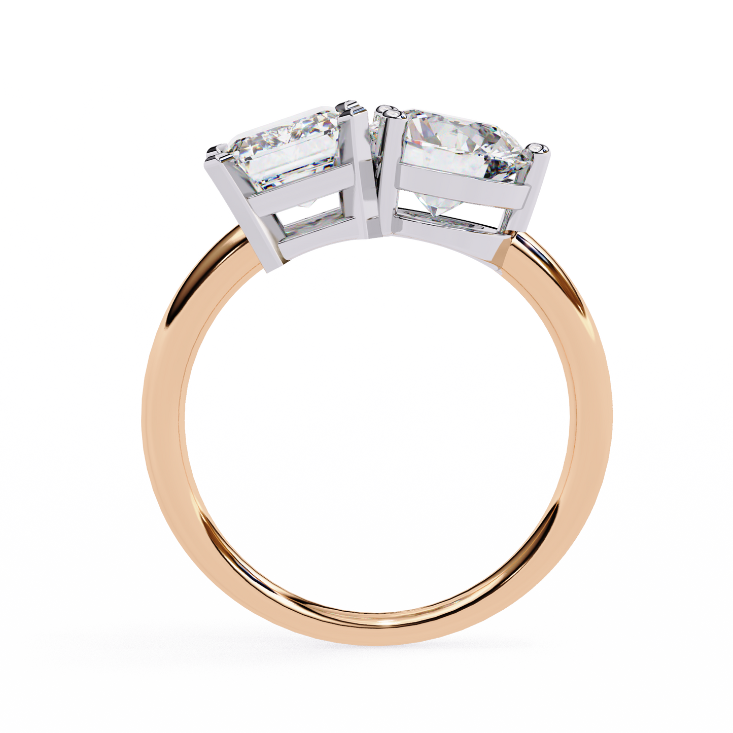 toi et moi 2.00 carat emerald & round cut diamond engagement ring – two stone bridal jewelry