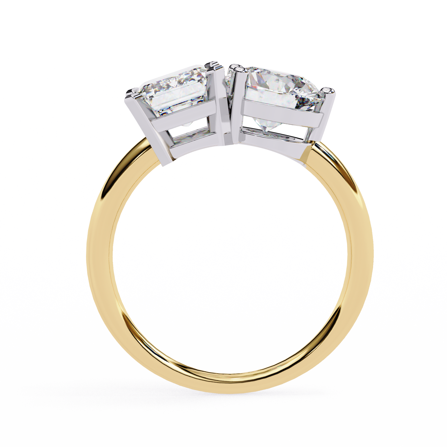 toi et moi 2.00 carat emerald & round cut diamond engagement ring – two stone bridal jewelry
