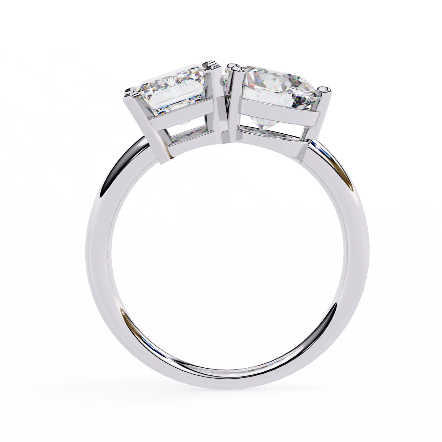 toi et moi 2.00 carat emerald & round cut diamond engagement ring – two stone bridal jewelry