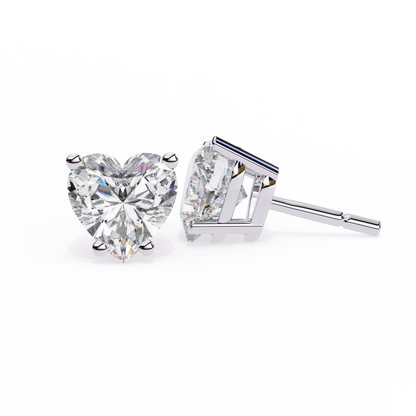 2.50 Carat Heart Cut Diamond Stud Earrings - Love Modern Jewelry