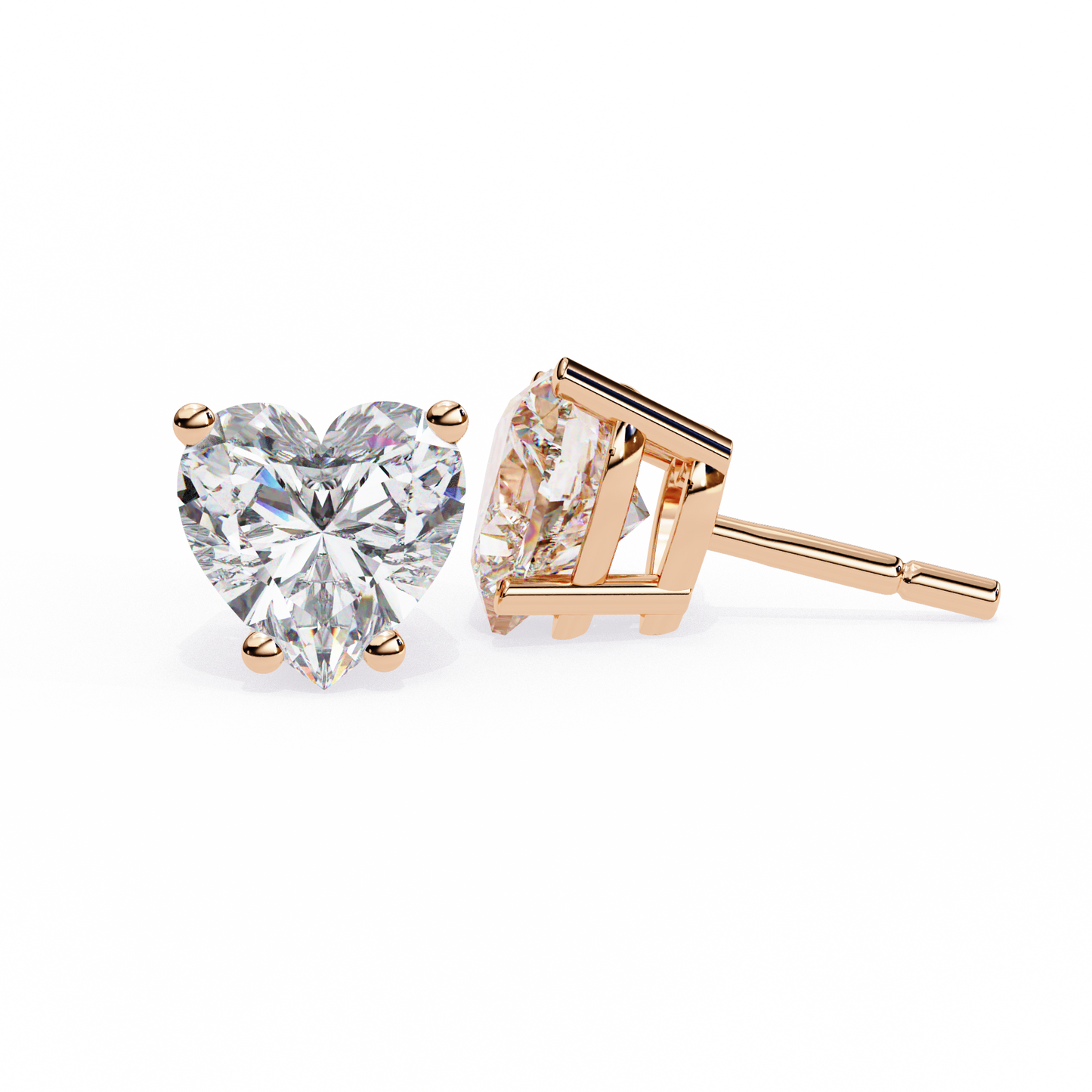 2.50 carat heart cut diamond stud earrings - love modern jewelry