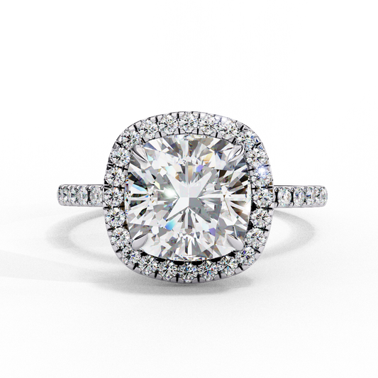 2.31 Carat Cushion Cut Halo Diamond Engagement Ring for Women – Elegant Bridal Jewelry