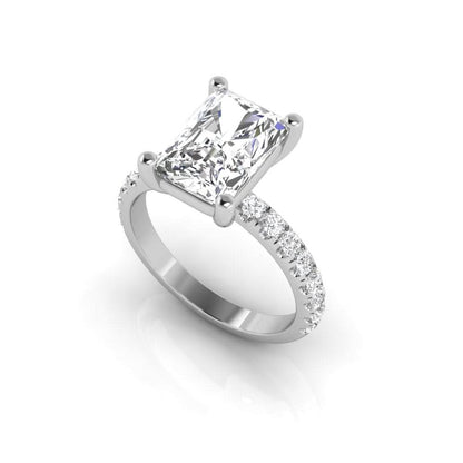 2.16 Carat Radiant Cut Solitaire Diamond Engagement Ring with Round Side Stones – Elegant Bridal Ring
