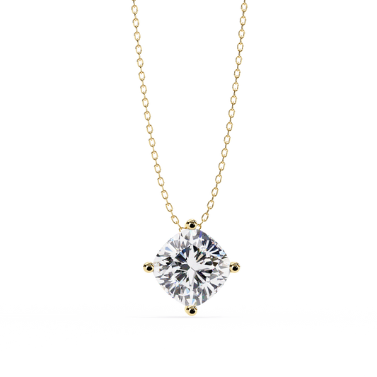 LGD Solitaire Pendant Cushion Square Stone (2.32ct) In 14K Gold Without Chain