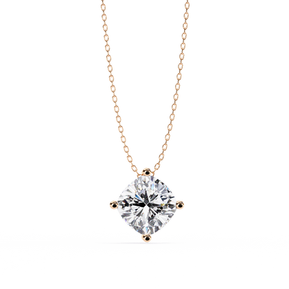 LGD Solitaire Pendant Cushion Square Stone (2.32ct) In 14K Gold Without Chain