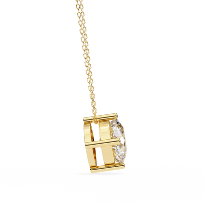 LGD Solitaire Pendant Cushion Square Stone (2.32ct) In 14K Gold Without Chain