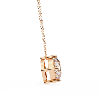 LGD Solitaire Pendant Cushion Square Stone (2.32ct) In 14K Gold Without Chain