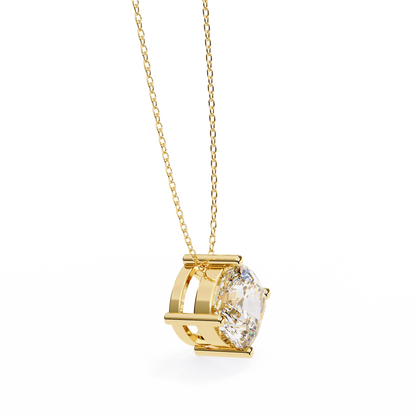 LGD Solitaire Pendant Cushion Square Stone (2.32ct) In 14K Gold Without Chain