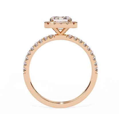 2.38 Carat Emerald Cut Halo Diamond Engagement Ring for Women – Elegant Bridal Jewelry