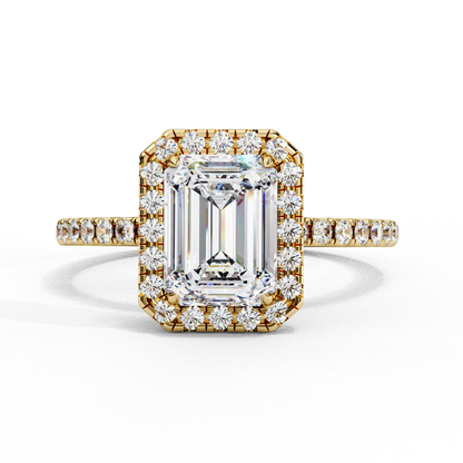 2.38 Carat Emerald Cut Halo Diamond Engagement Ring for Women – Elegant Bridal Jewelry