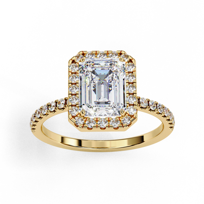 2.38 Carat Emerald Cut Halo Diamond Engagement Ring for Women – Elegant Bridal Jewelry