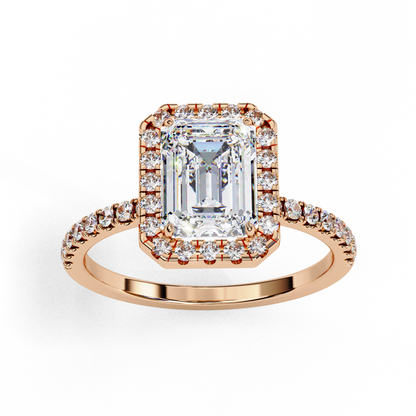 2.38 Carat Emerald Cut Halo Diamond Engagement Ring for Women – Elegant Bridal Jewelry