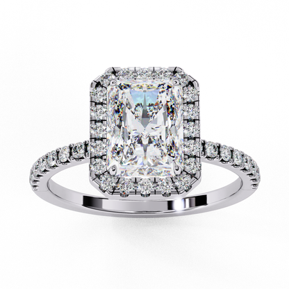 2.38 Carat Radiant Cut Halo Diamond Engagement Ring for Women – Luxury Bridal Jewelry