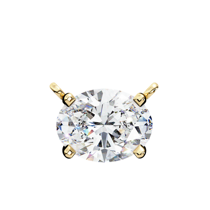 LGD Solitaire Pendant Oval Stone (1.66ct) In 14K Gold Without Chain