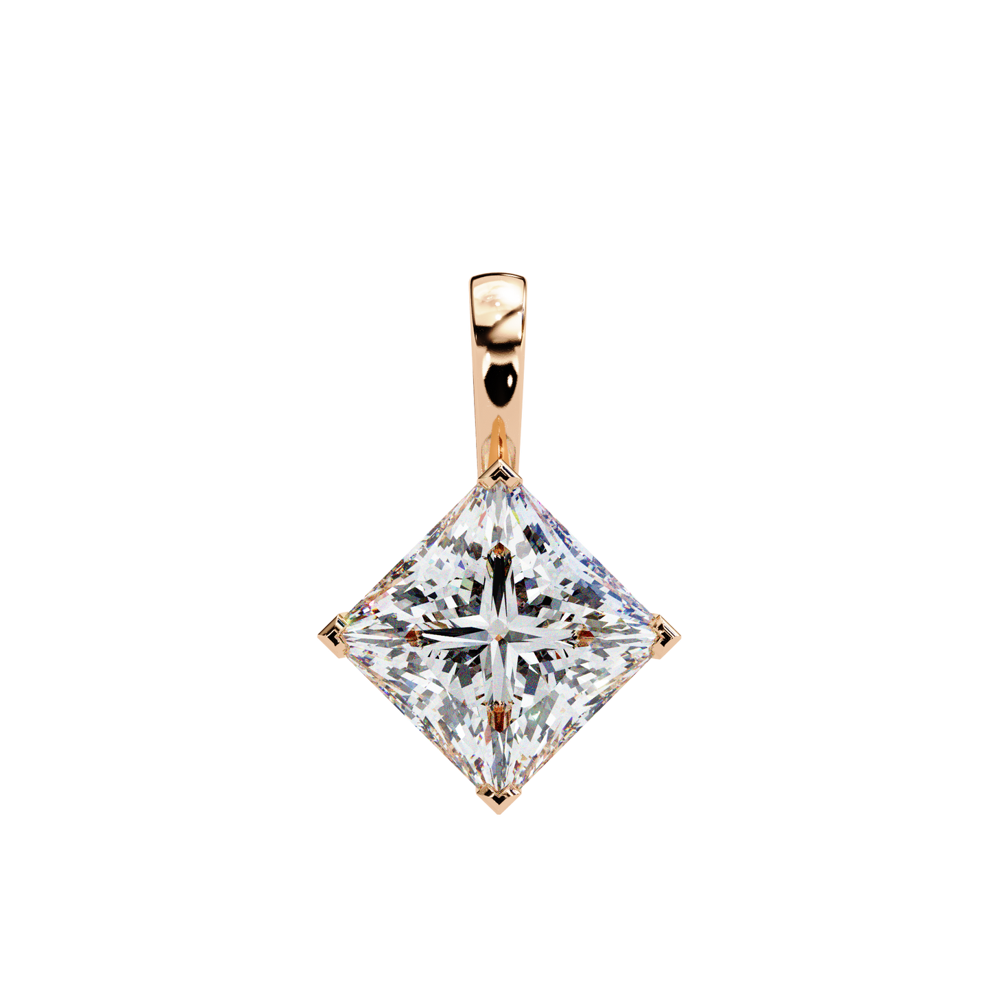 lgd solitaire pendant princess stone (2.87ct pair ) in 14k gold without chain