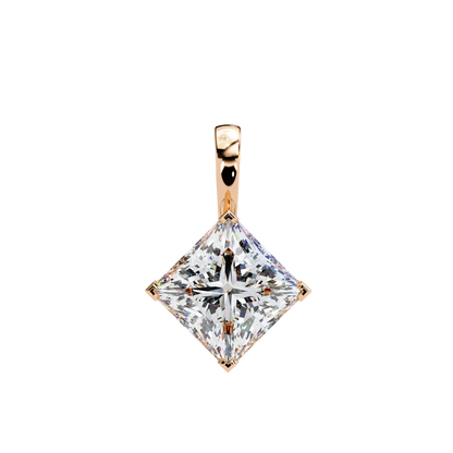 LGD Solitaire Pendant Princess Stone (2.87ct Pair ) In 14K Gold Without Chain