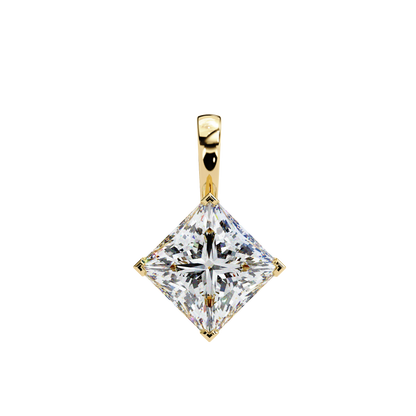 LGD Solitaire Pendant Princess Stone (2.87ct Pair ) In 14K Gold Without Chain