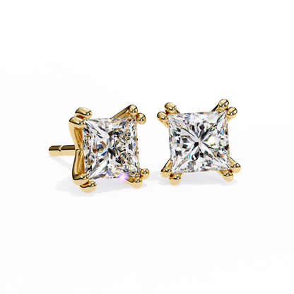 2.50 Carat Princess Cut Diamond Stud Earrings - Modern Jewelry