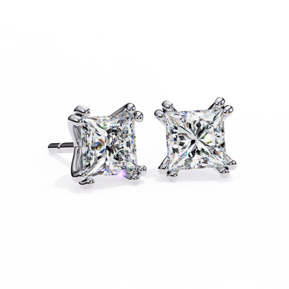 2.50 Carat Princess Cut Diamond Stud Earrings - Modern Jewelry