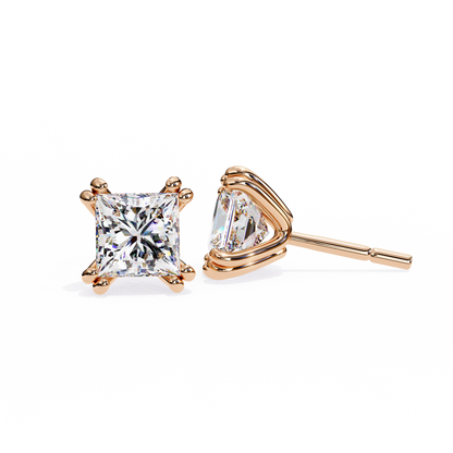 2.50 Carat Princess Cut Diamond Stud Earrings - Modern Jewelry